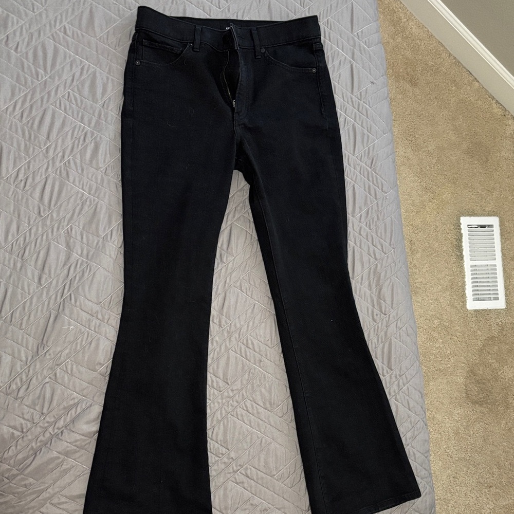 Express Mid-Rise Flare Black Denim